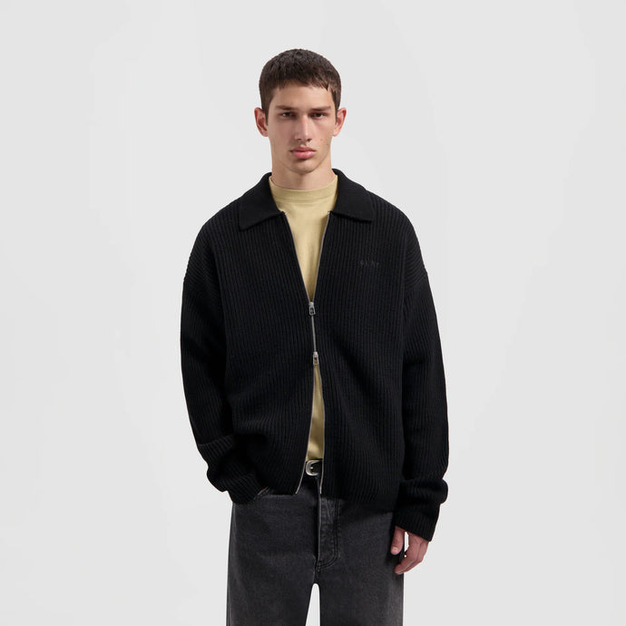 OLAF KNITTED ZIP CARDIGAN   Black