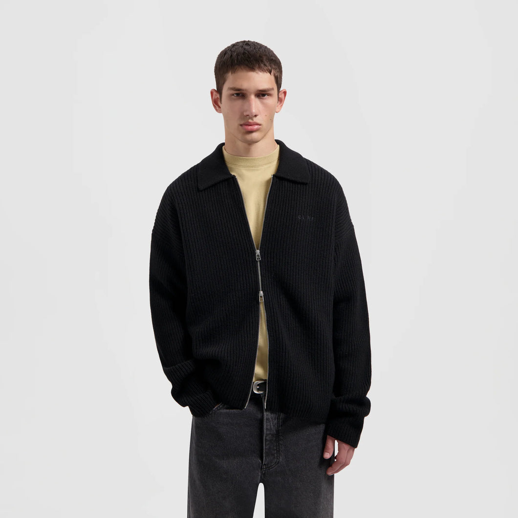 OLAF KNITTED ZIP CARDIGAN   Black