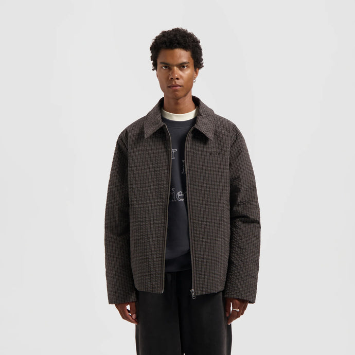 ØLÅF CHECKED PADDED COACH JACKET  Hot Fudge