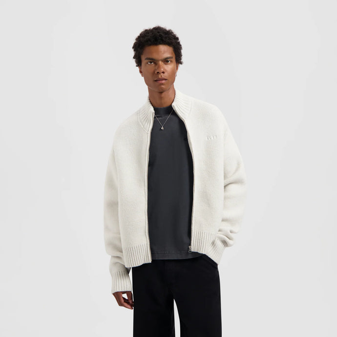 ØLÅF ZIP KNITTED MOCK NECK  Off White