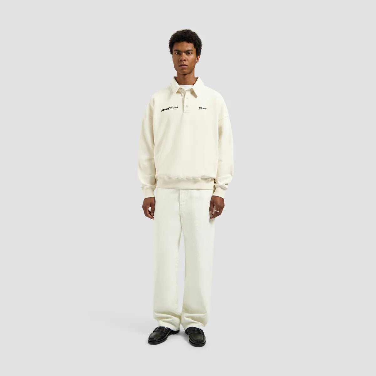 OLAF SCRIPT FRIENDS OVERSIZED POLO - OFF-WHITE