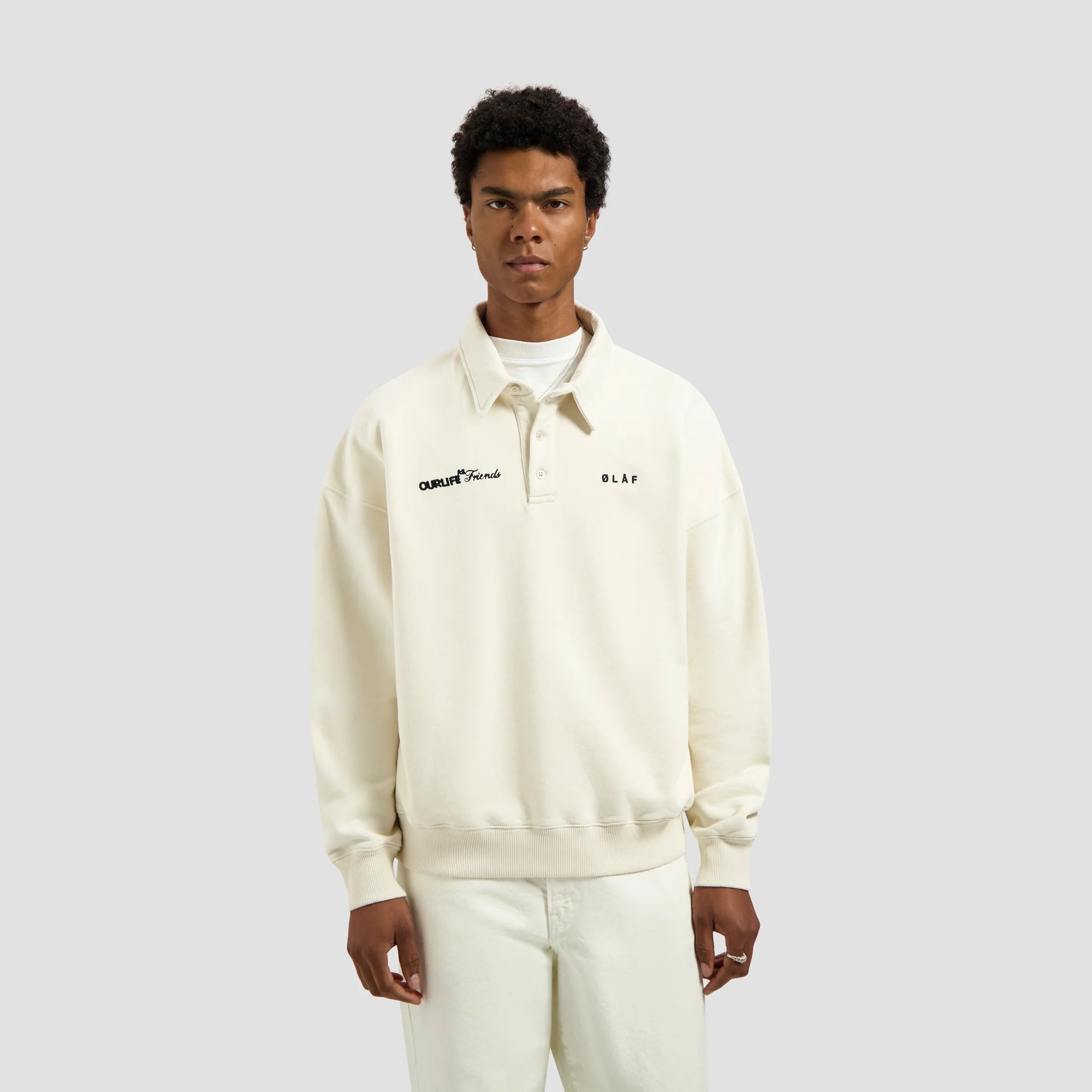 OLAF SCRIPT FRIENDS OVERSIZED POLO - OFF-WHITE