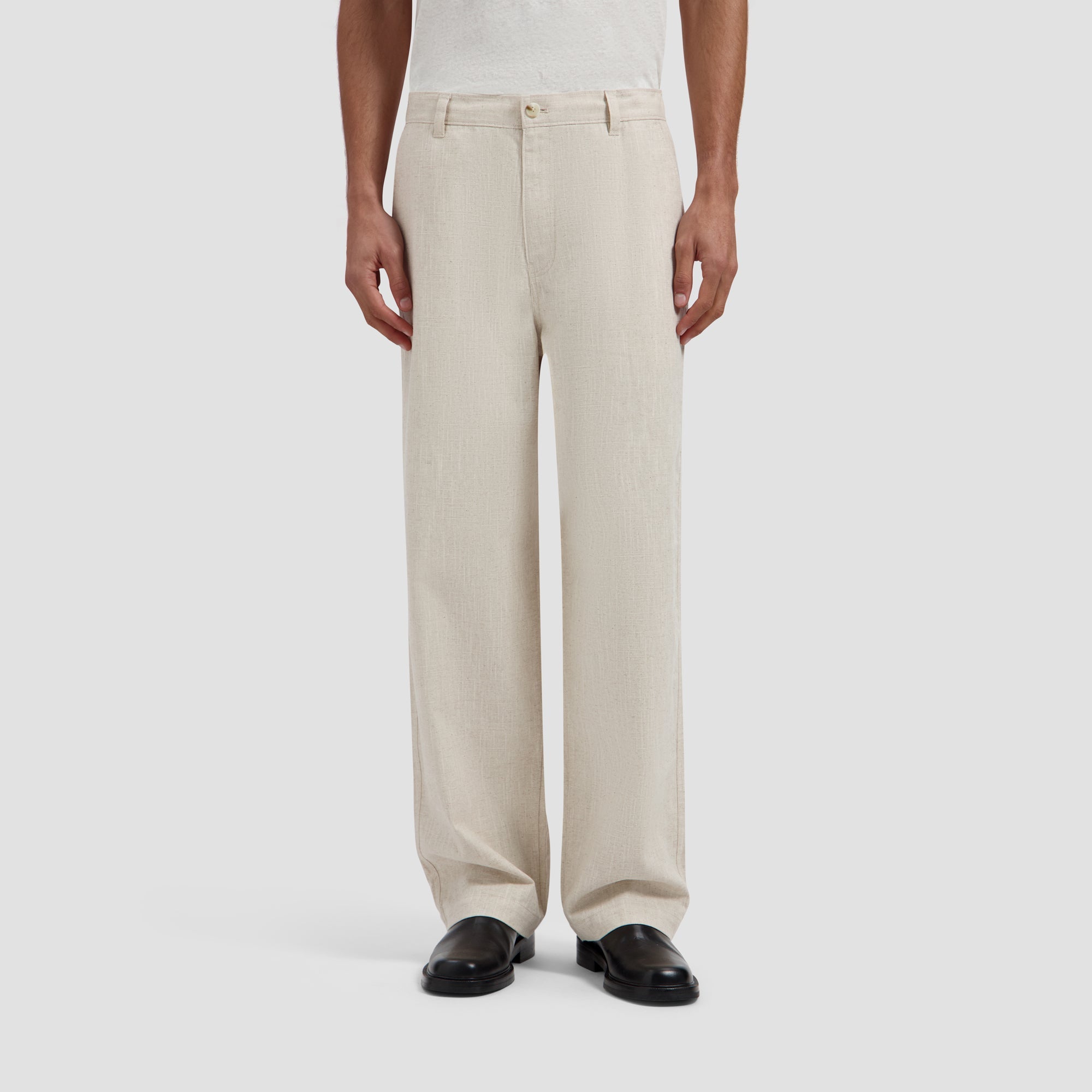 Linen Barrel Leg Pants - Cement