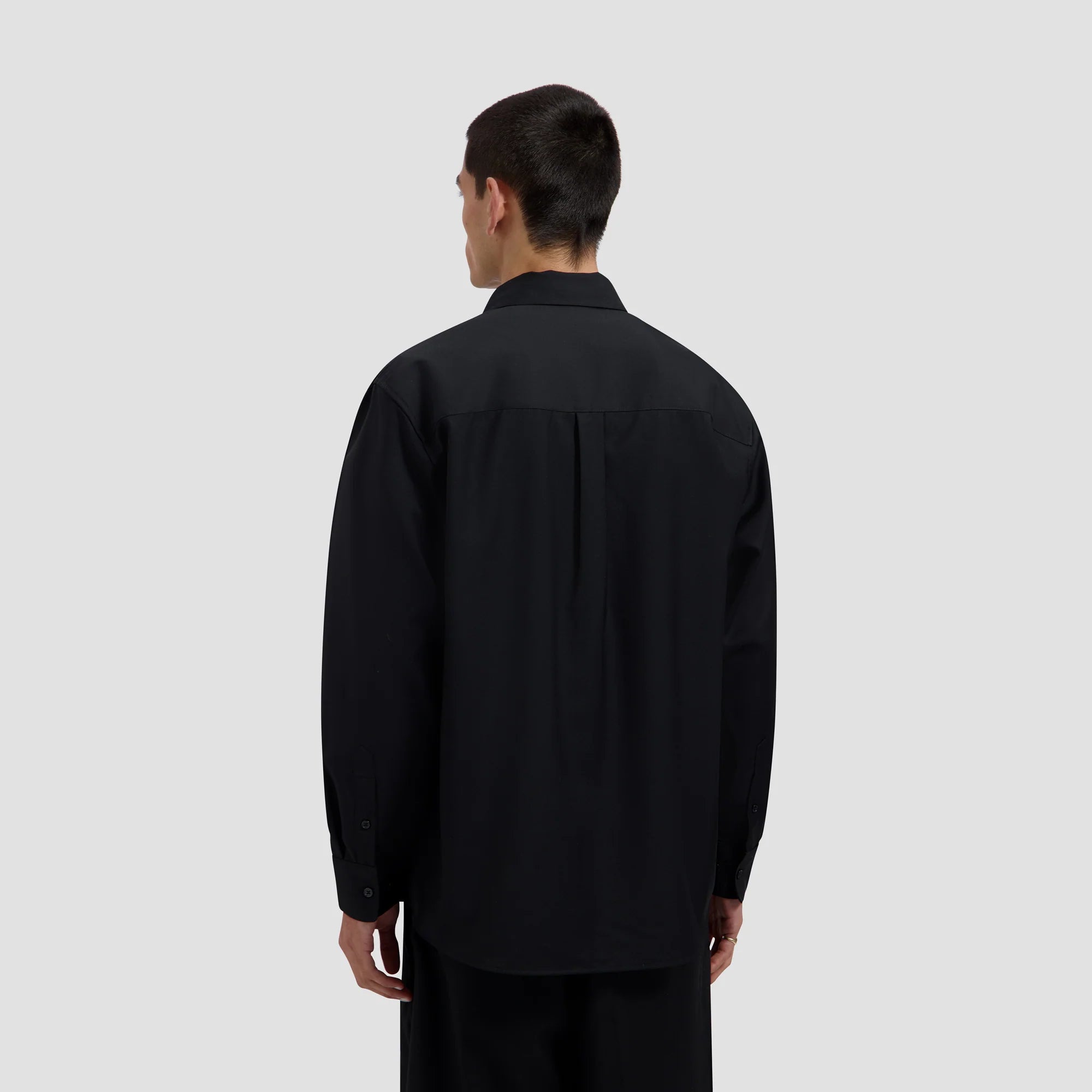 OLAF TROPICAL WOOL BLEND SHIRT - BLACK