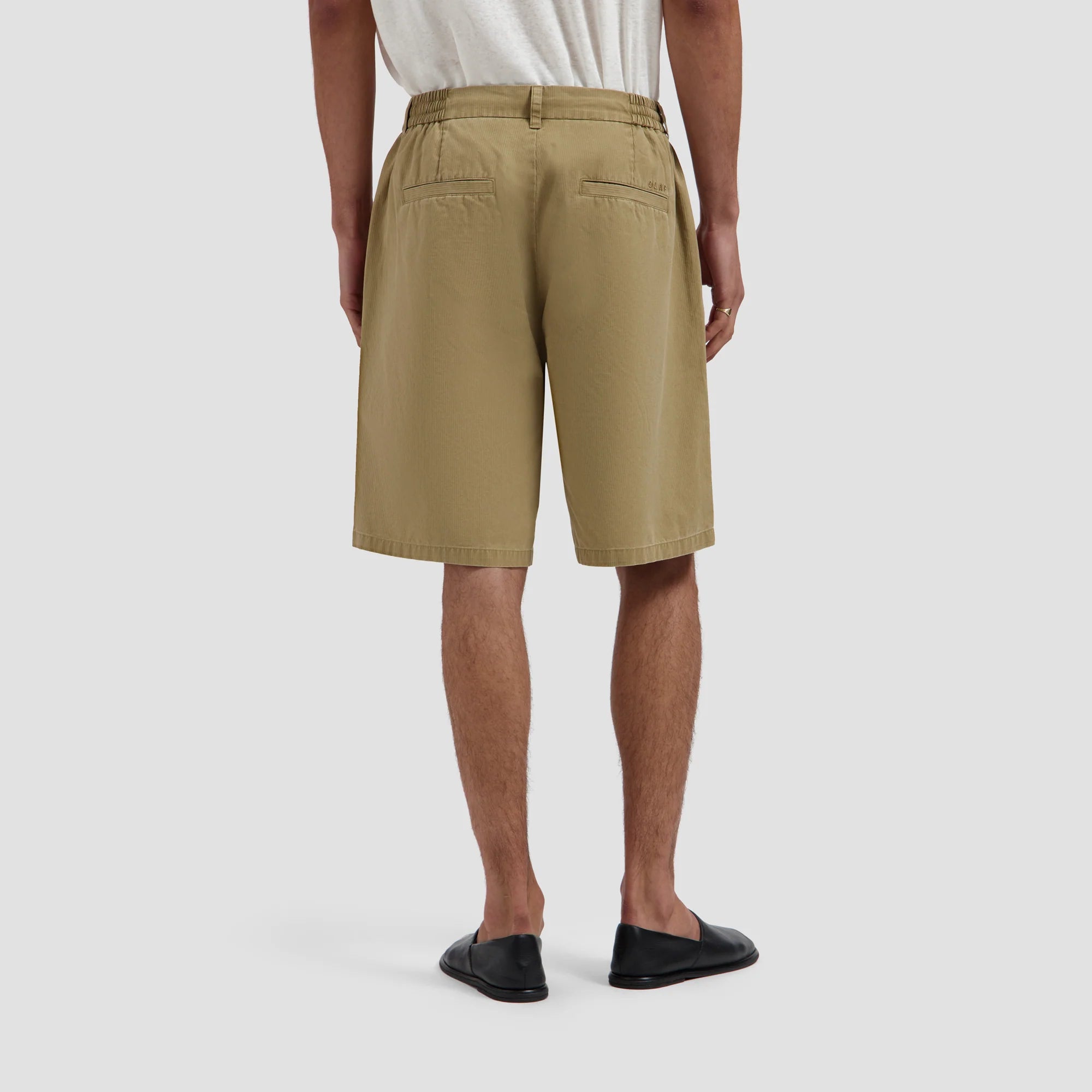 OLAF HERRINGBONE PLEATED SHORTS - TREE HOUSE