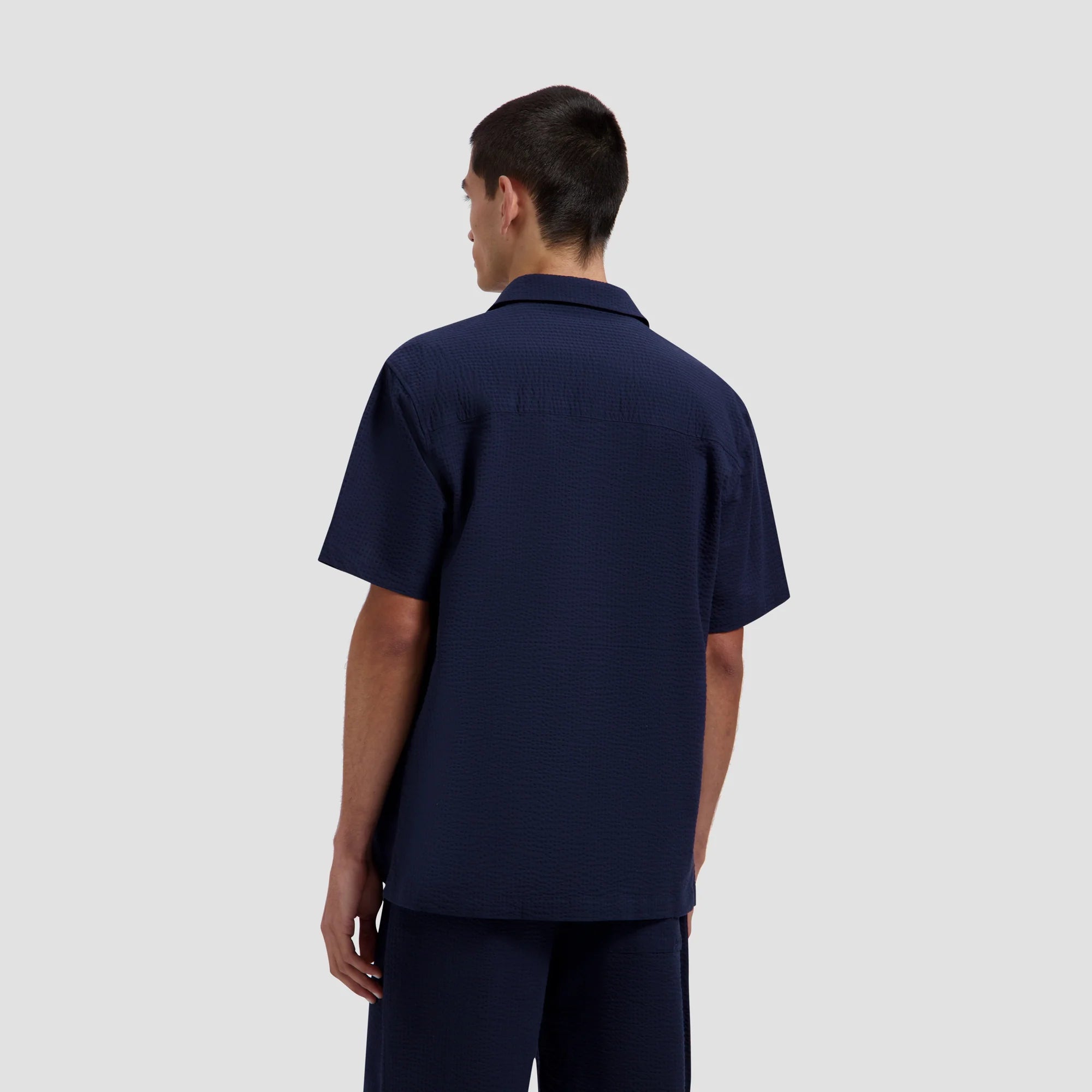 OLAF SEERSUCKER CAMP SHIRT - NAVY