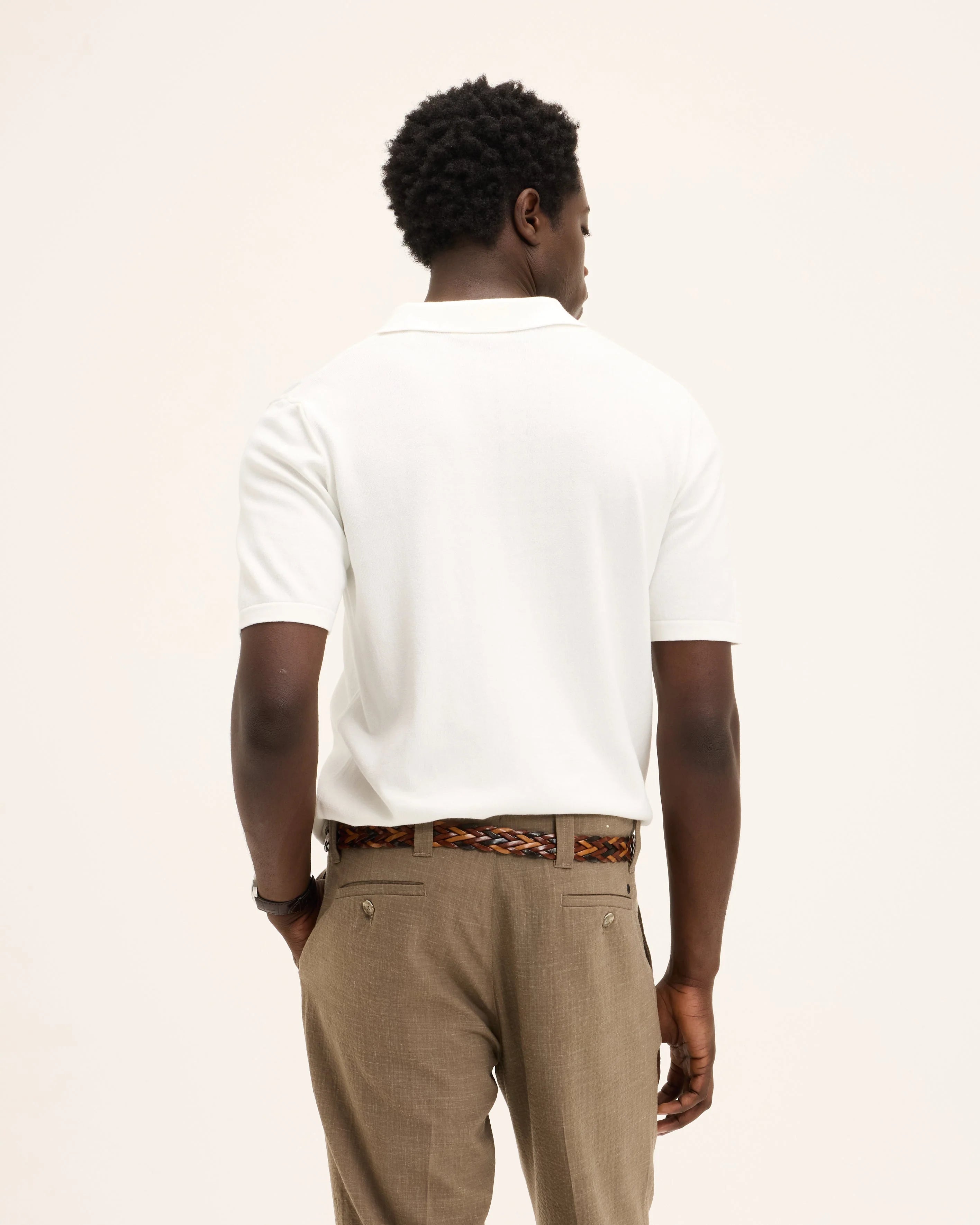 GOOD PEOPLE Paolo Knitted Polo Off White