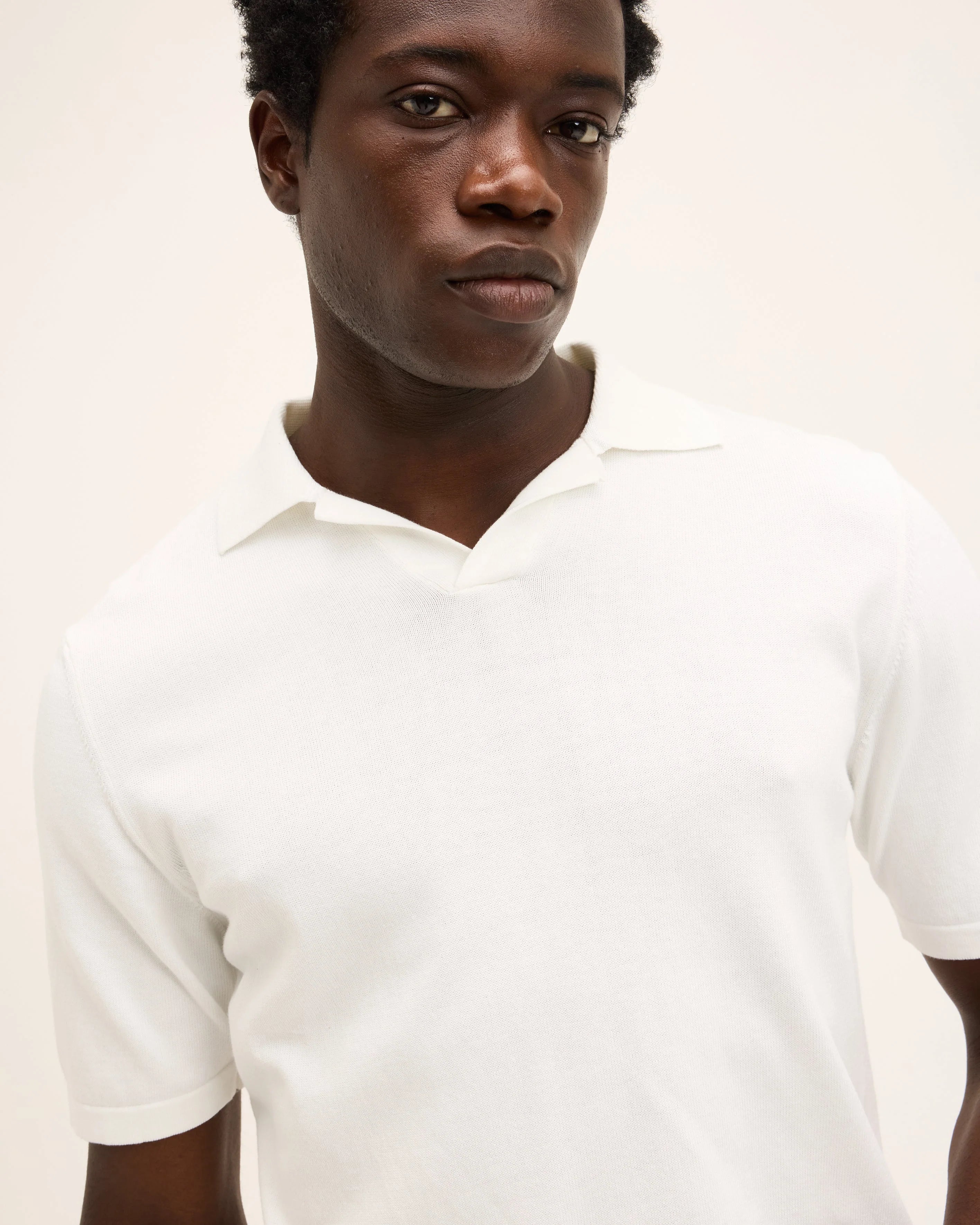 GOOD PEOPLE Paolo Knitted Polo Off White