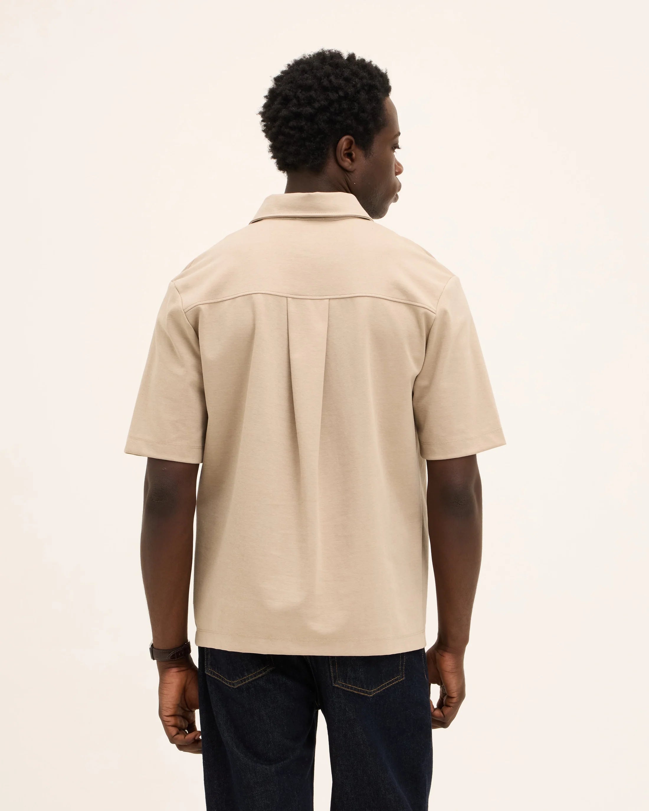 GOOD PEOPLE Post Zipper Polo Beige