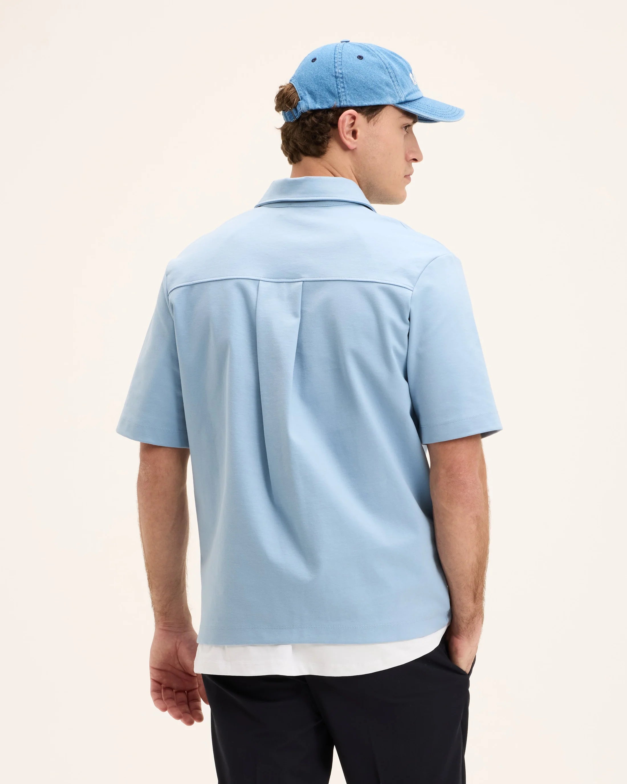 GOOD PEOPLE Post Zipper Polo Mid Blue