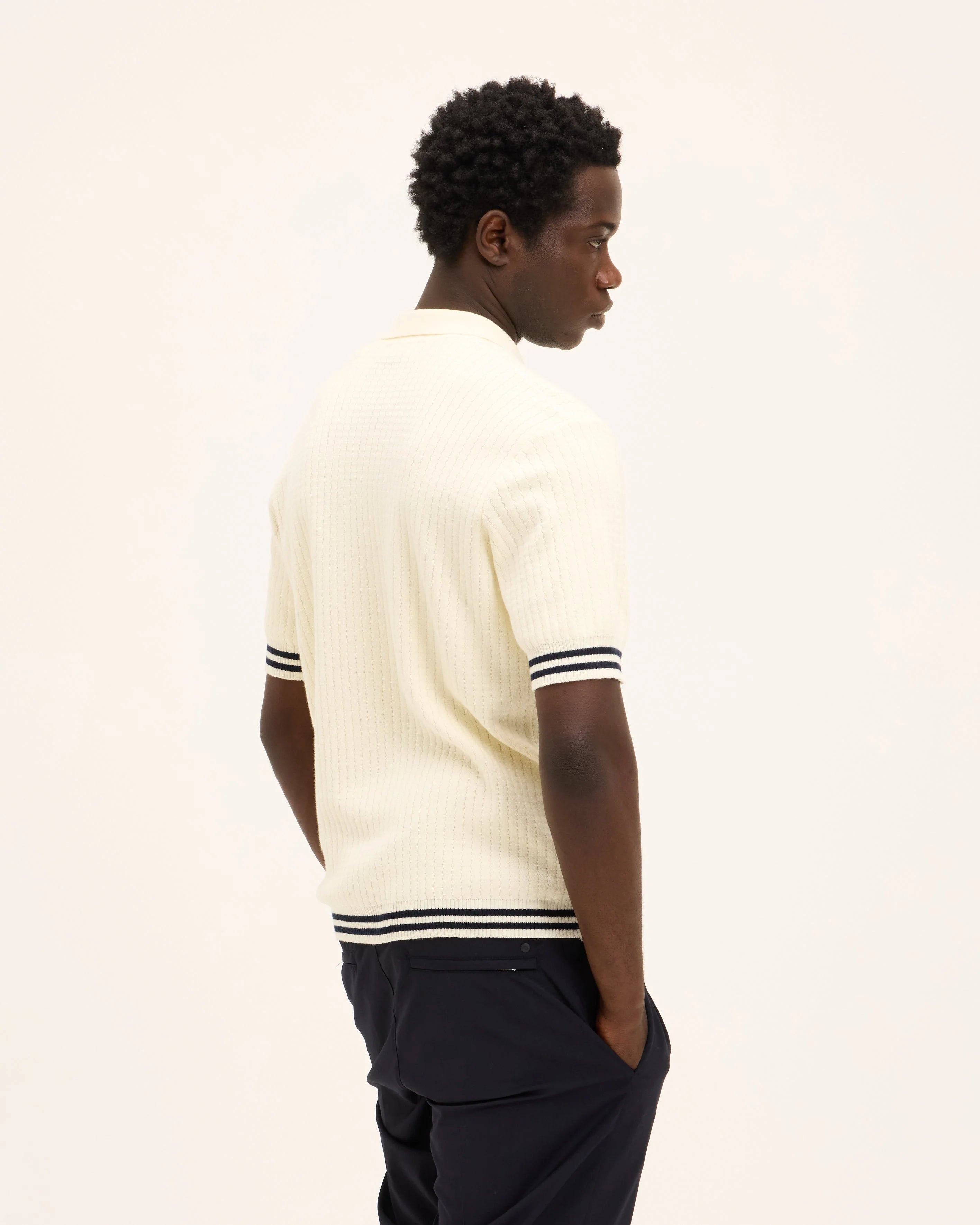 GOOD PEOPLE Pshirt Knitted Polo Off White