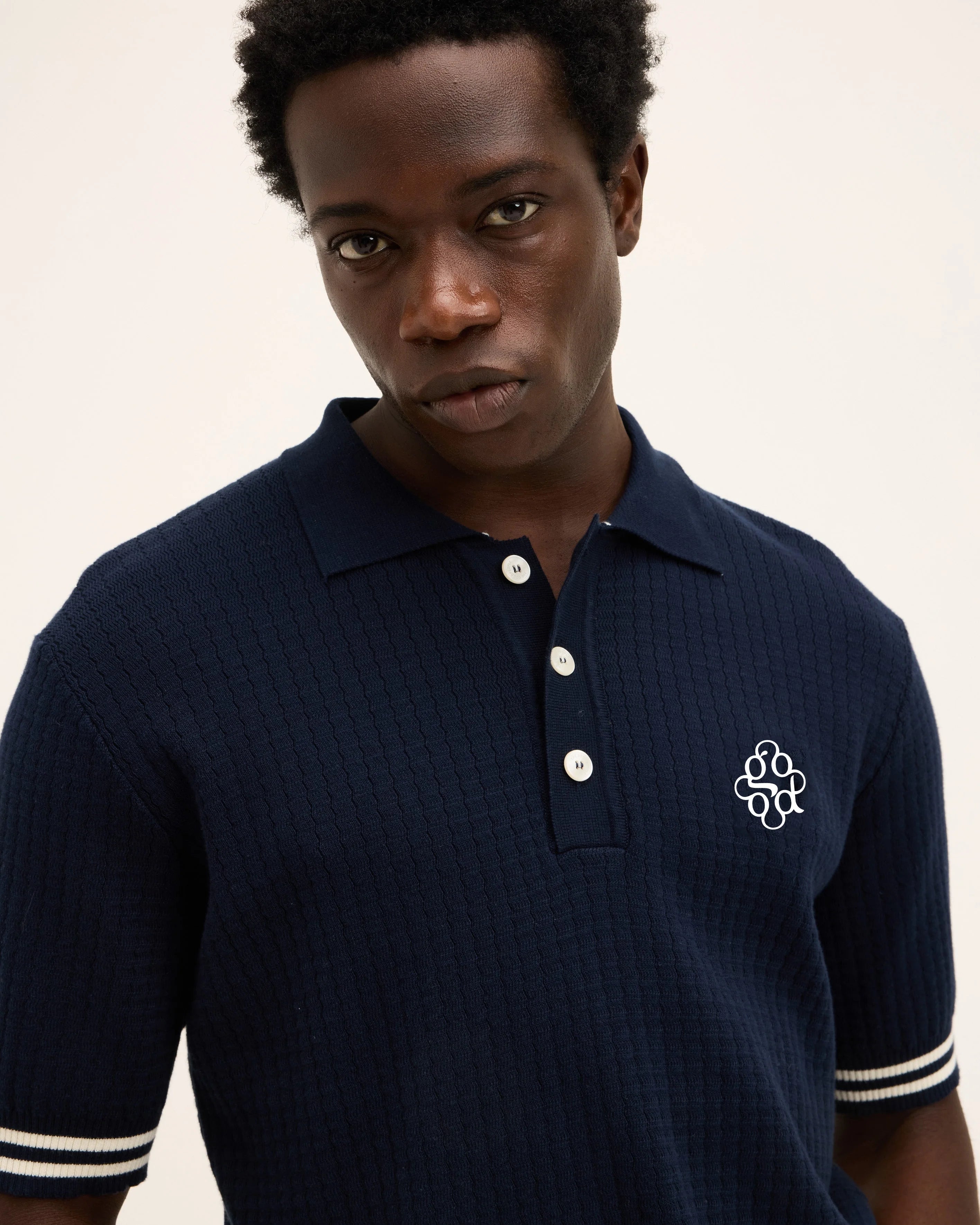 GOOD PEOPLE Pioneer Polo Navy White