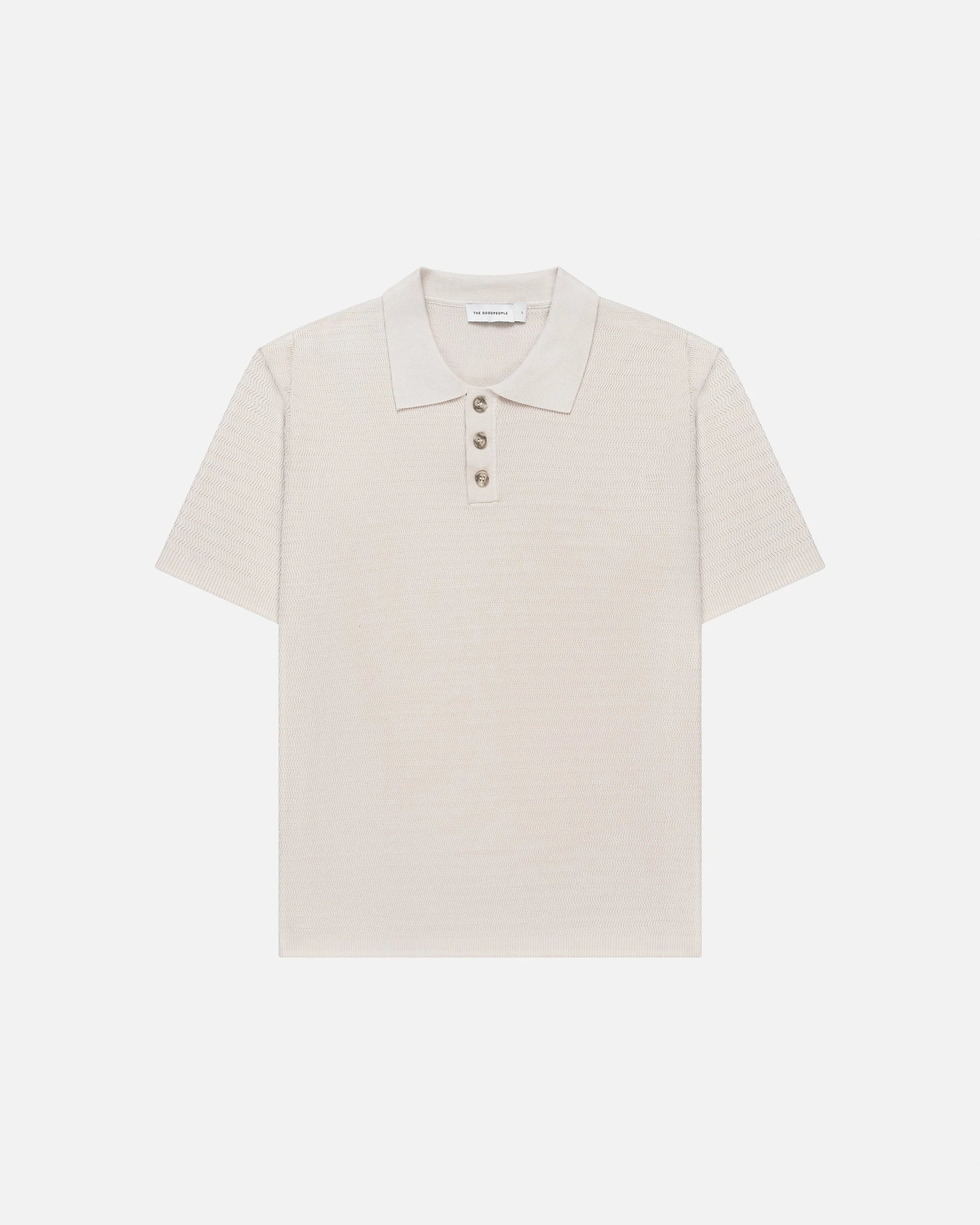GOOD PEOPLE Pstructure Knitted Polo Sand