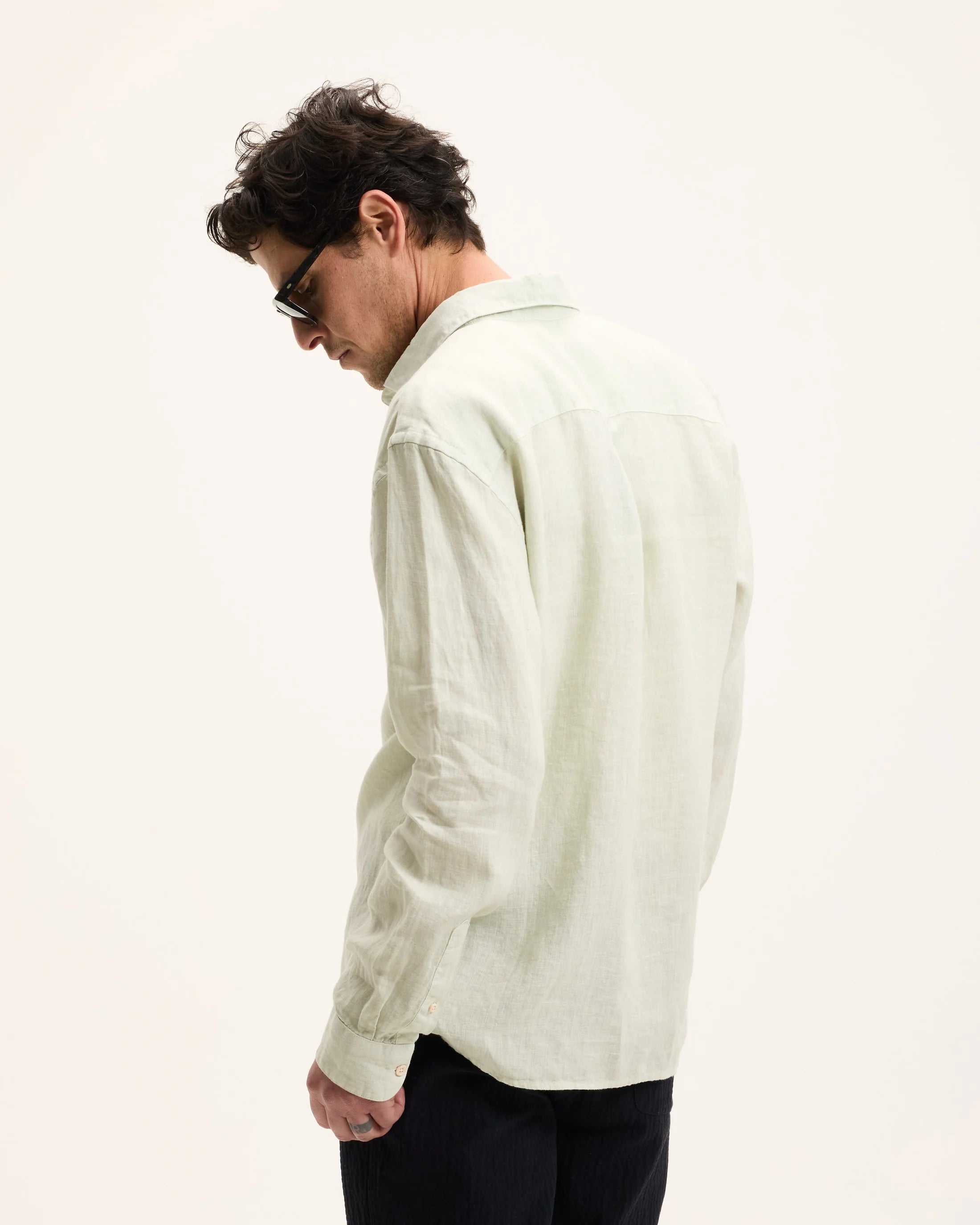 GOOD PEOPLE Soho Linen Garment Dye Shirt Mint Green
