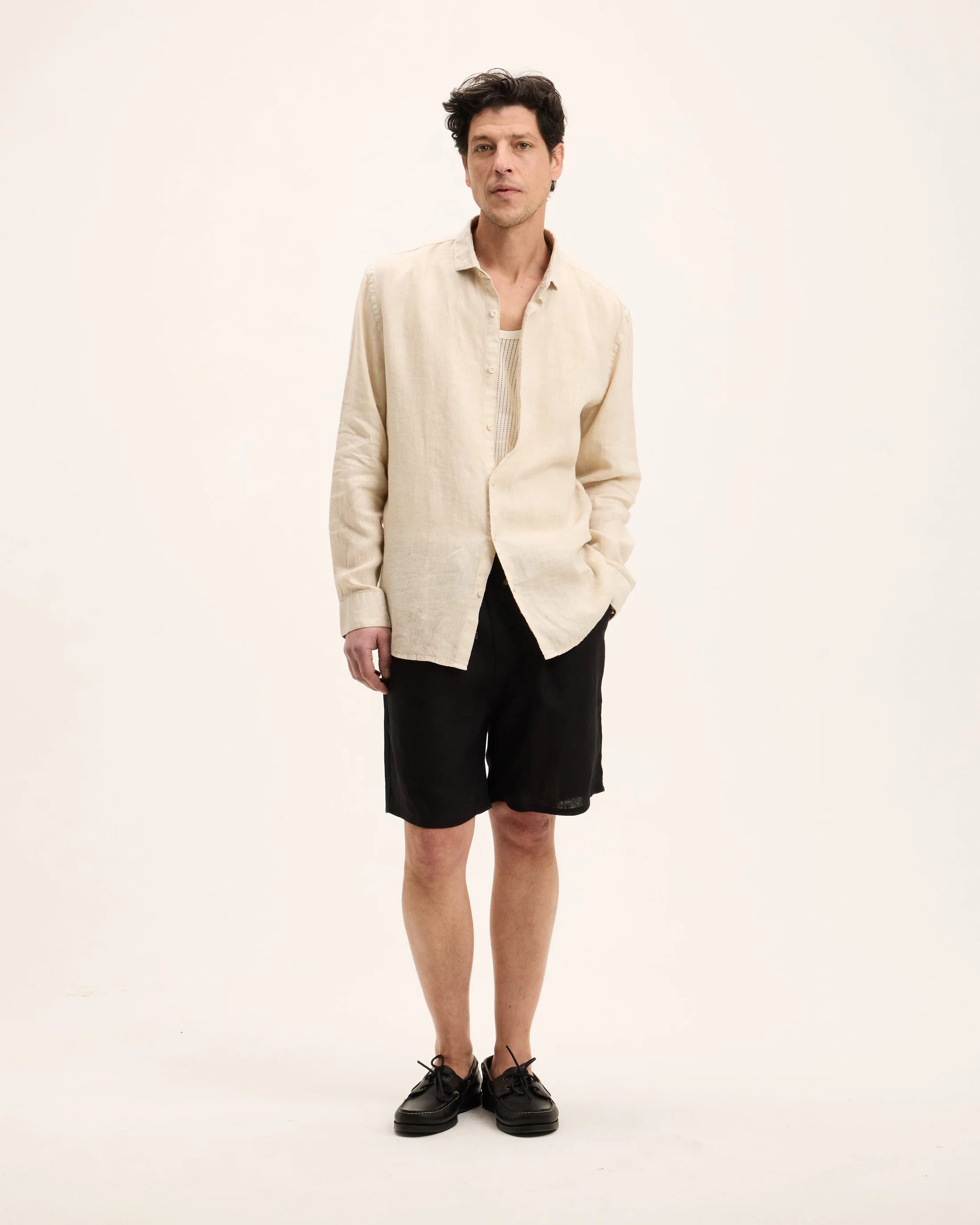 GOOD PEOPLE Soho Linen Garment Dye Shirt Sand