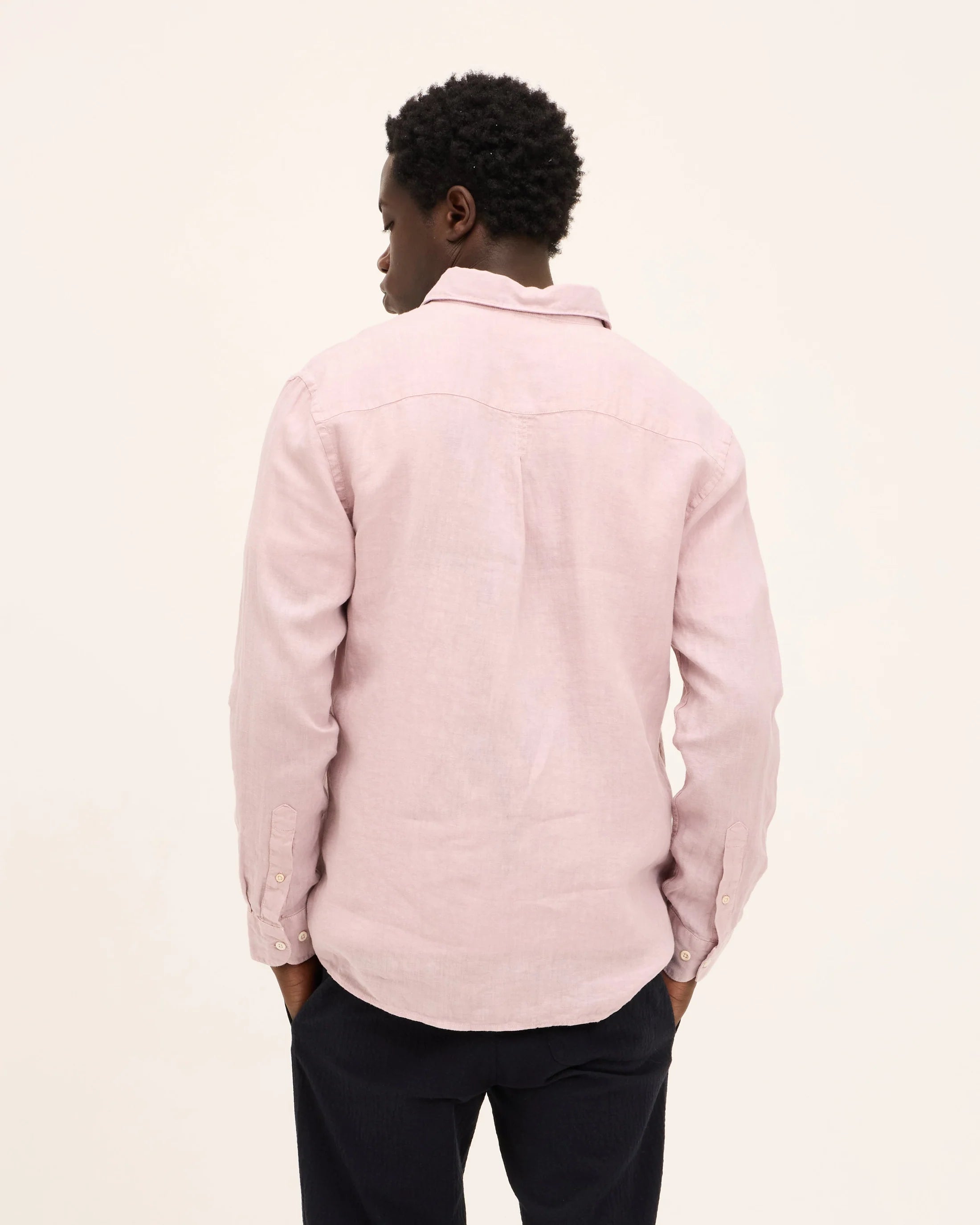 GOOD PEOPLE Soho Linen Garment Dye Shirt Soft Mauve