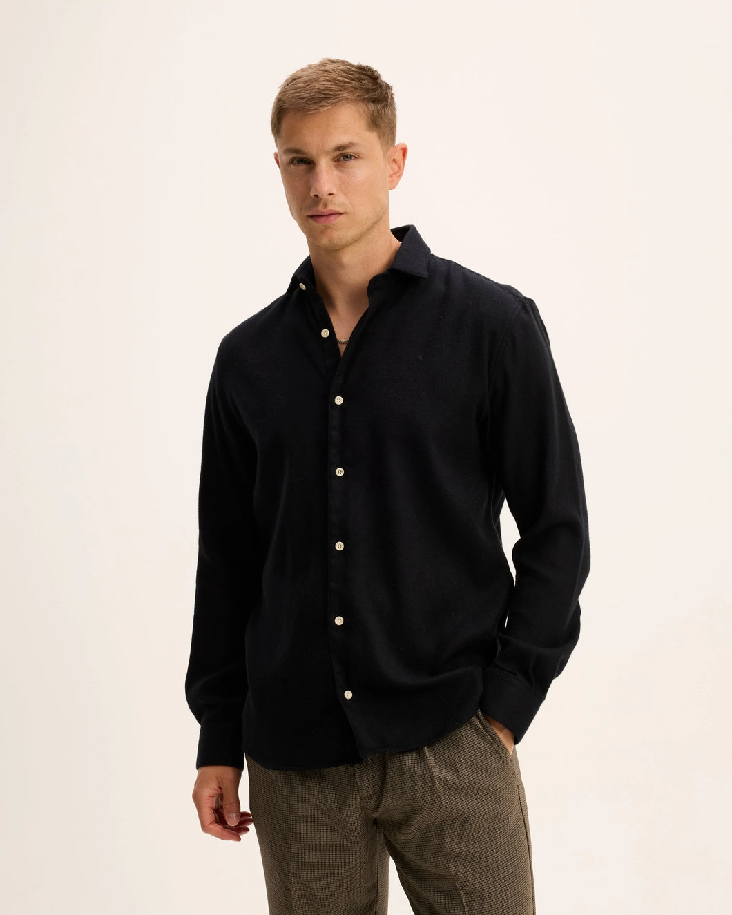 GOOD PEOPLE Storm Tencel Flanel Shirt Black