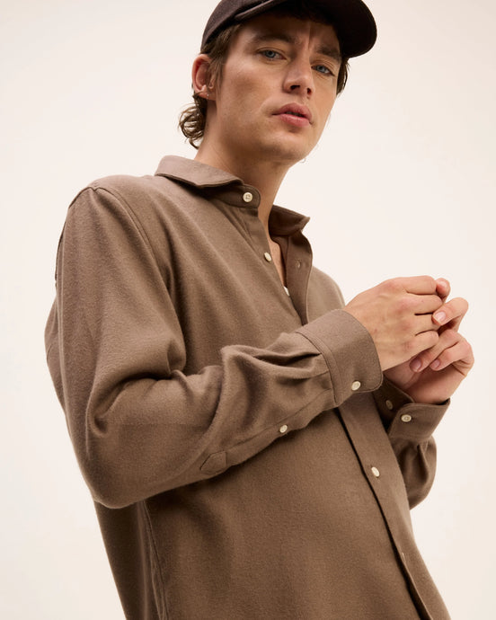 GOOD PEOPLE Storm Tencel Flanel Shirt Cognac
