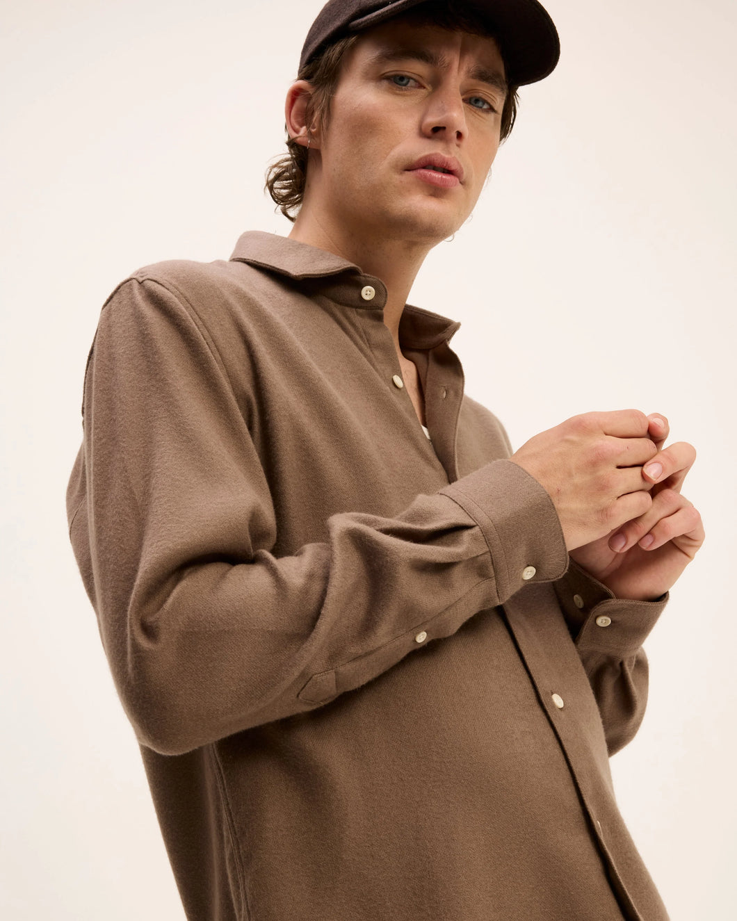 GOOD PEOPLE Storm Tencel Flanel Shirt Cognac