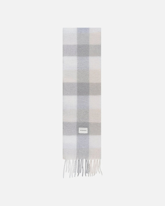 THE GOOD PEOPLE WOOL CHECK SCARF   Beige Grey Melange