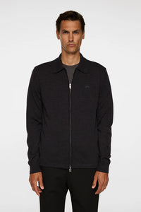 J.LINDEBERG KALEB MERINO ZIP CARDIGAN | DARK GREY MELANGE