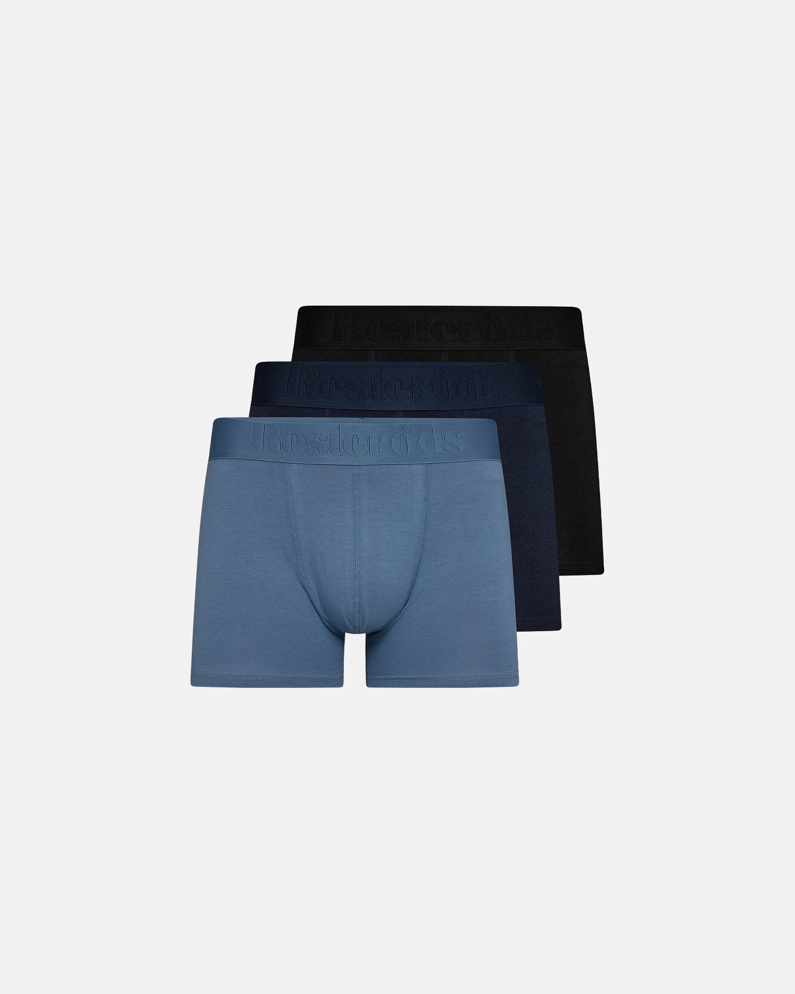 RESTERÖDS Boxer Bamboo 3-pack - Light Blue/Dark Blue/Black