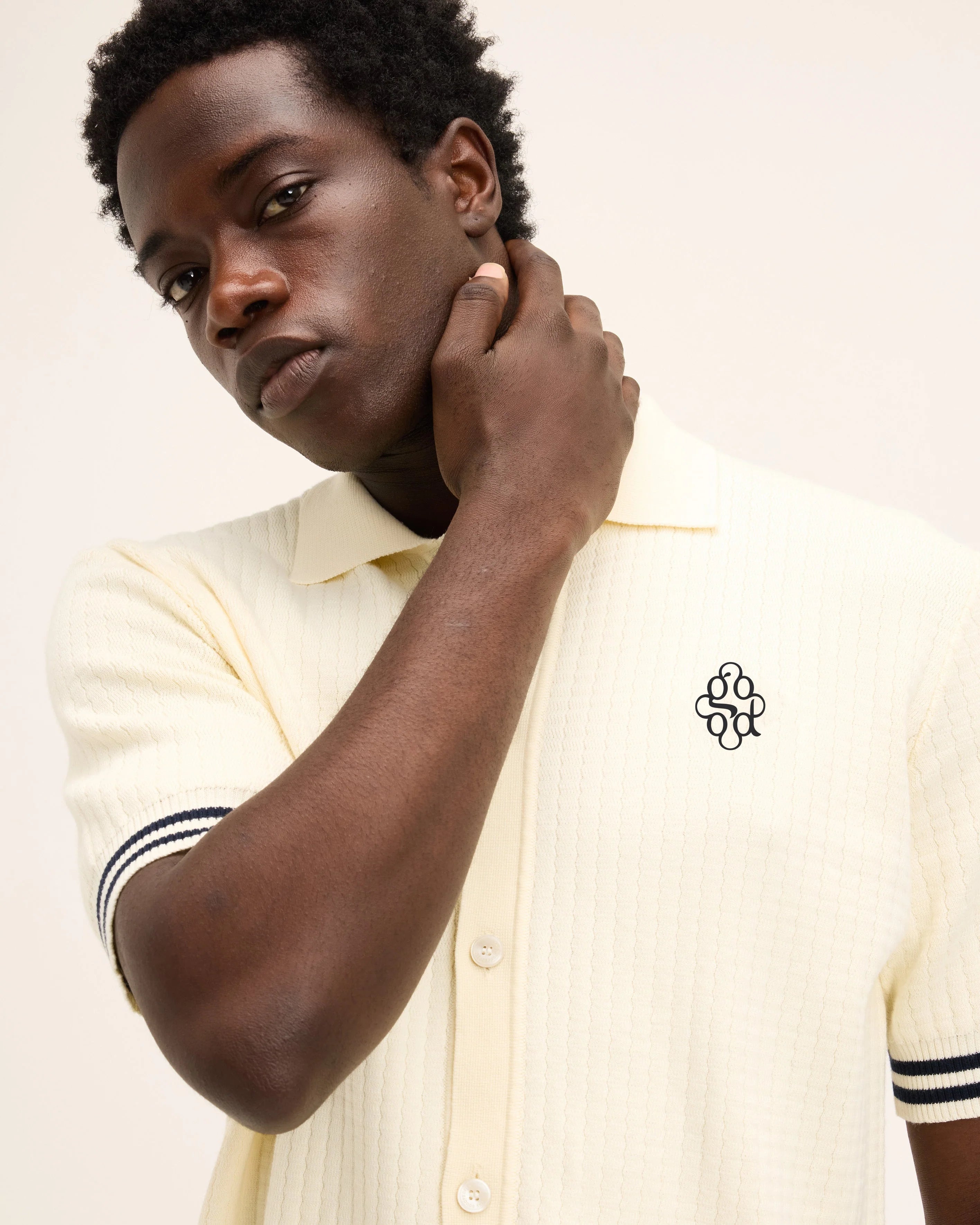 GOOD PEOPLE Pshirt Knitted Polo Off White