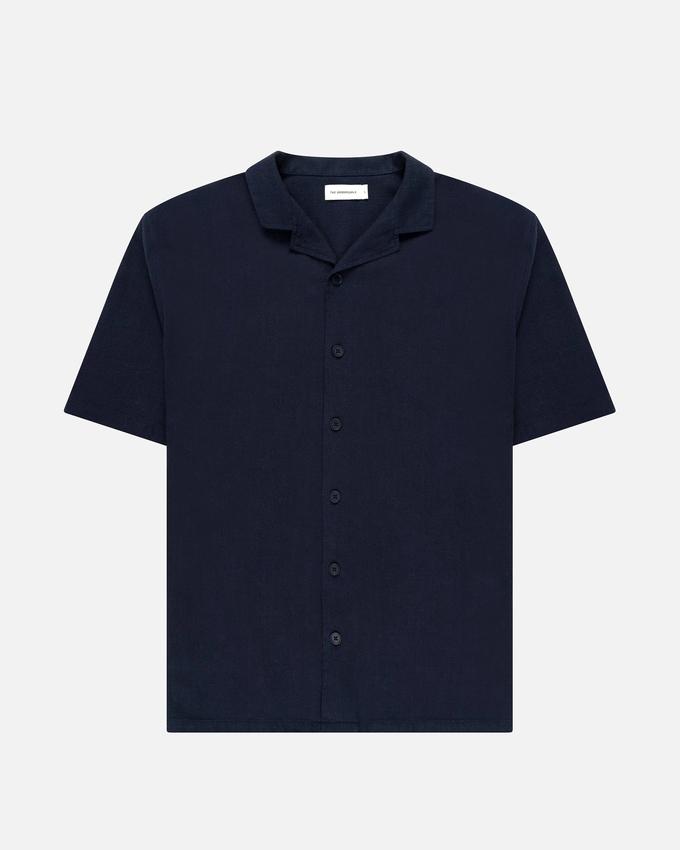 GOOD PEOPLE Slin Short Sleeved Shirt Navy