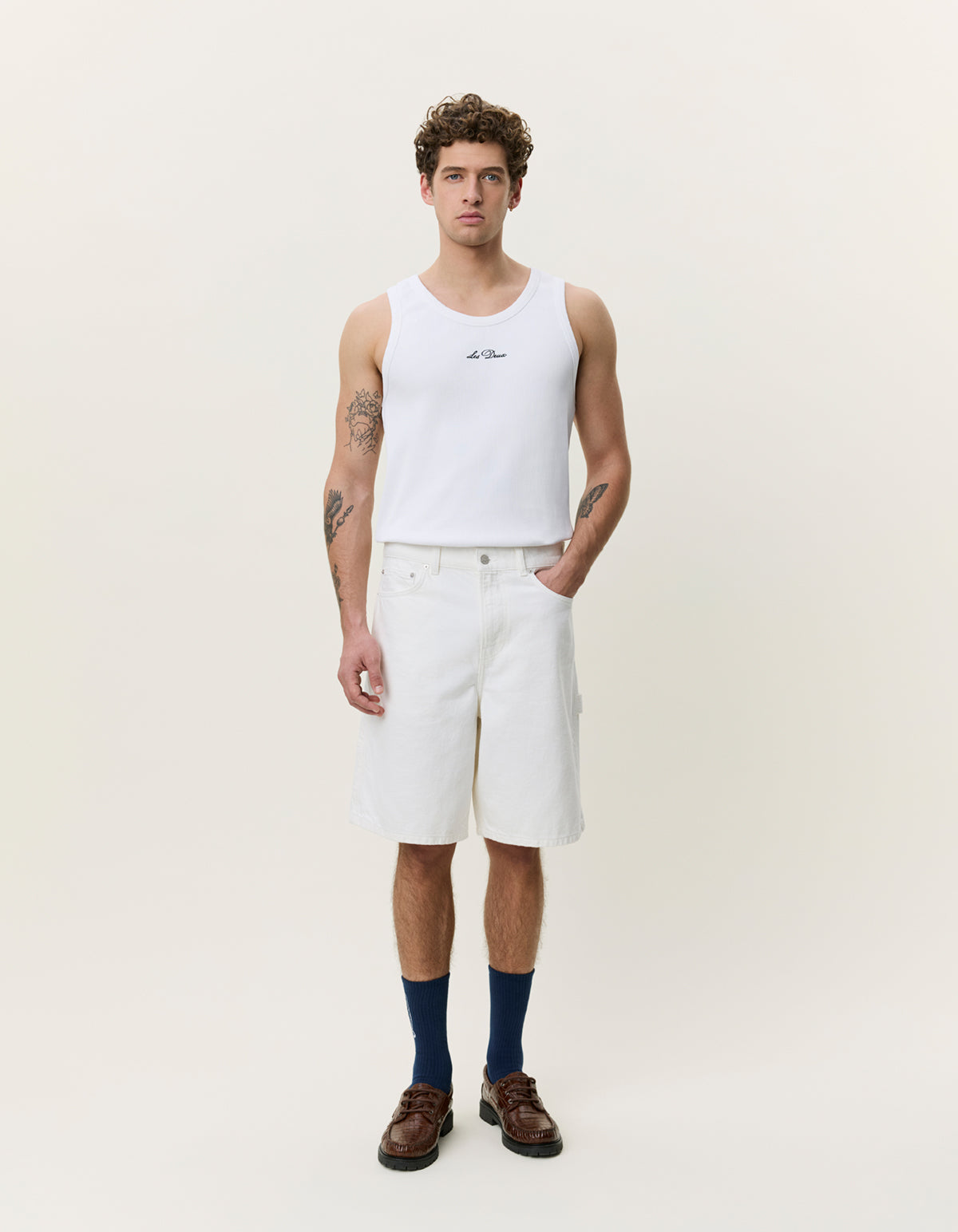 LES DEUX CARPENTER DENIM SHORT Light Ivory